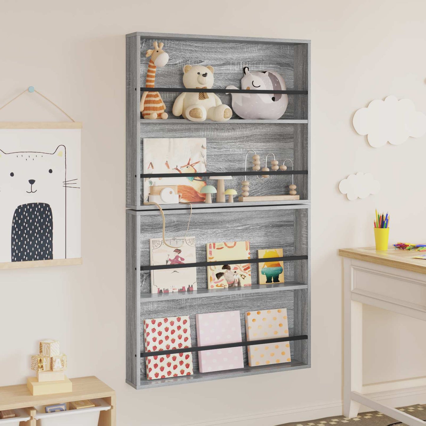 Tijdschrift Rek 2 pcs Grijs Sonoma 80 x 12 x 70 cm Bewerkt hout is nu te koop bij PeponiXL, paradijselijk wonen!
