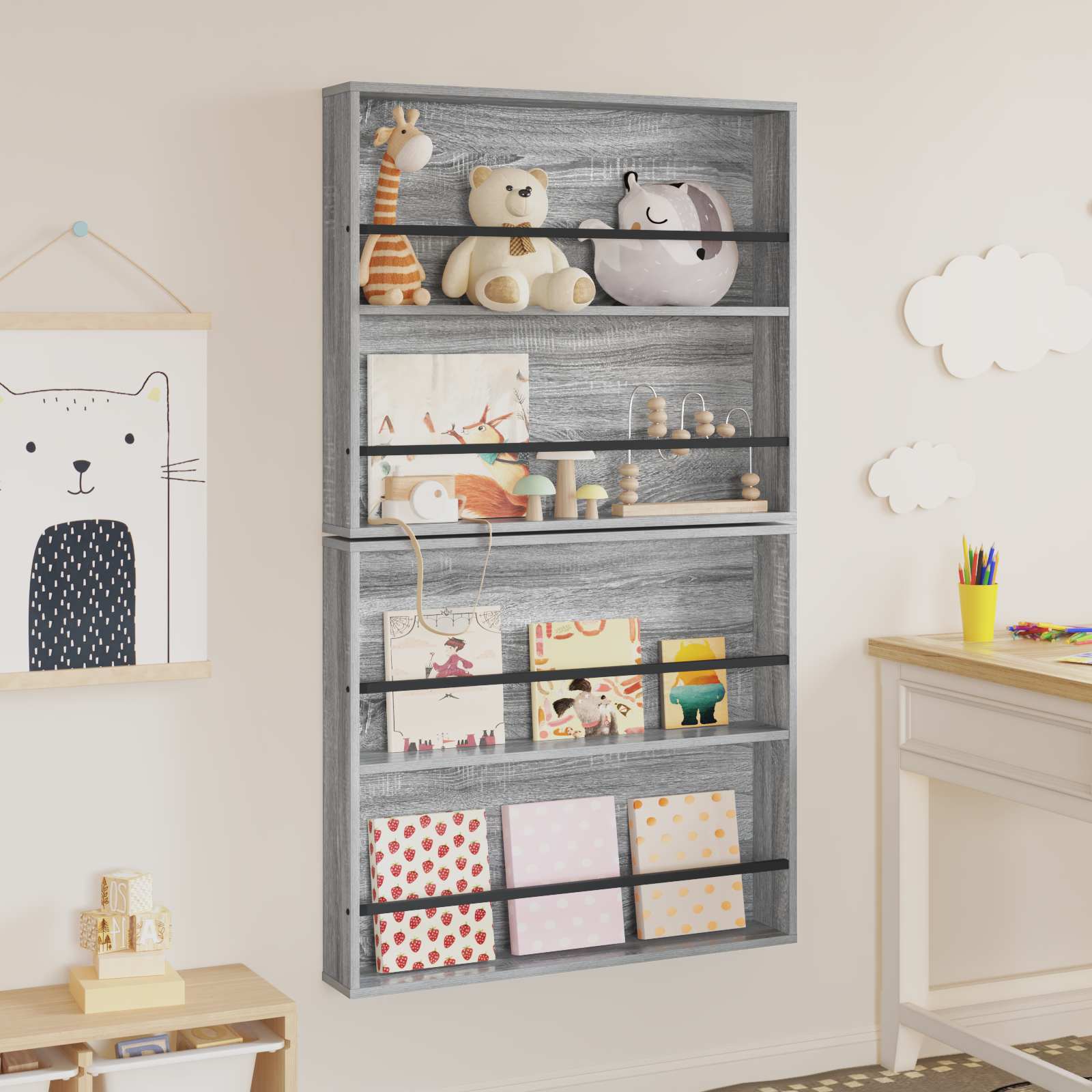 Tijdschrift Rek 2 pcs Grijs Sonoma 80 x 12 x 70 cm Bewerkt hout is nu te koop bij PeponiXL, paradijselijk wonen!