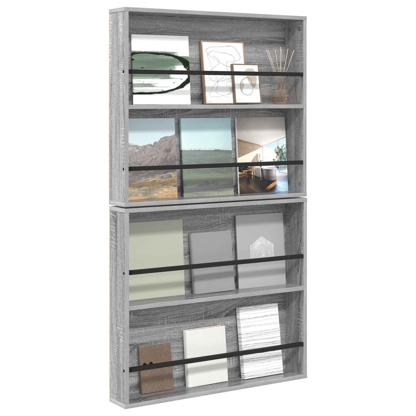 Tijdschrift Rek 2 pcs Grijs Sonoma 80 x 12 x 70 cm Bewerkt hout is nu te koop bij PeponiXL, paradijselijk wonen!