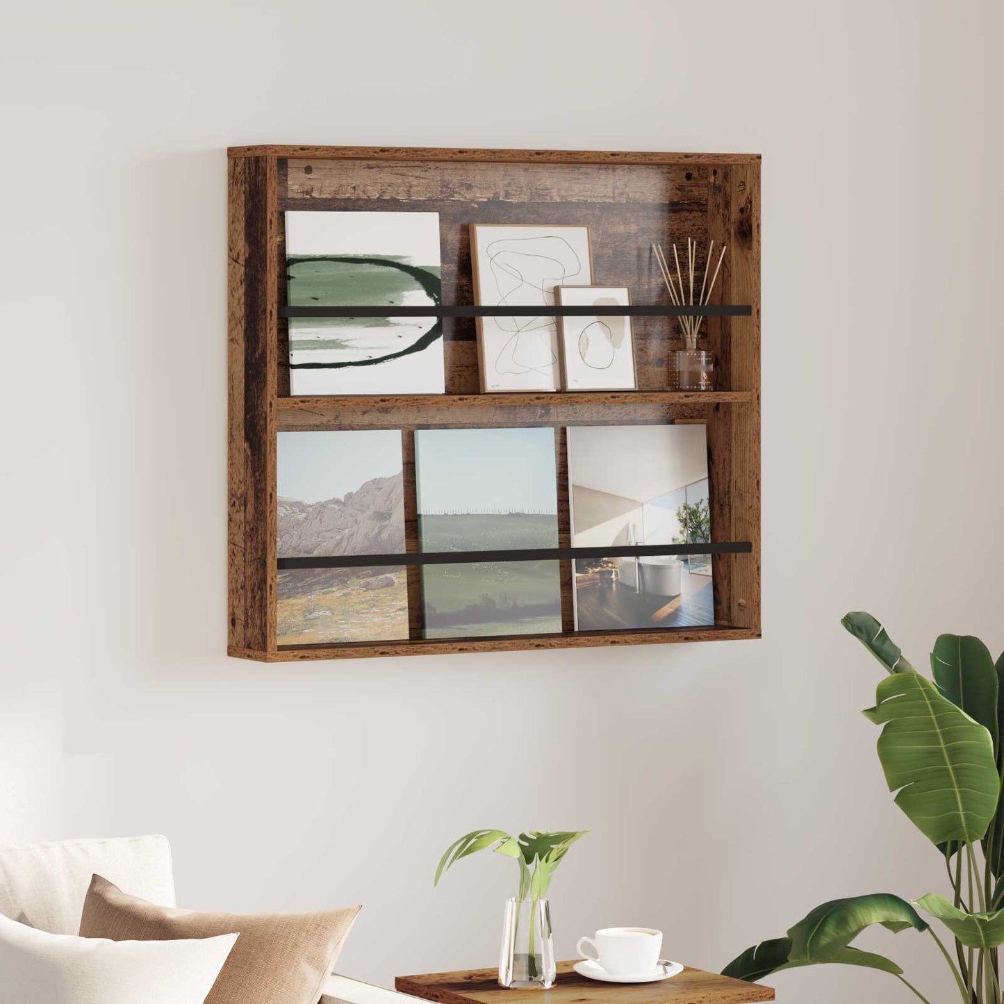 Tijdschrift Rek met plank Oudhout 80 x 12 x 70 cm Bewerkt hout is nu te koop bij PeponiXL, paradijselijk wonen!