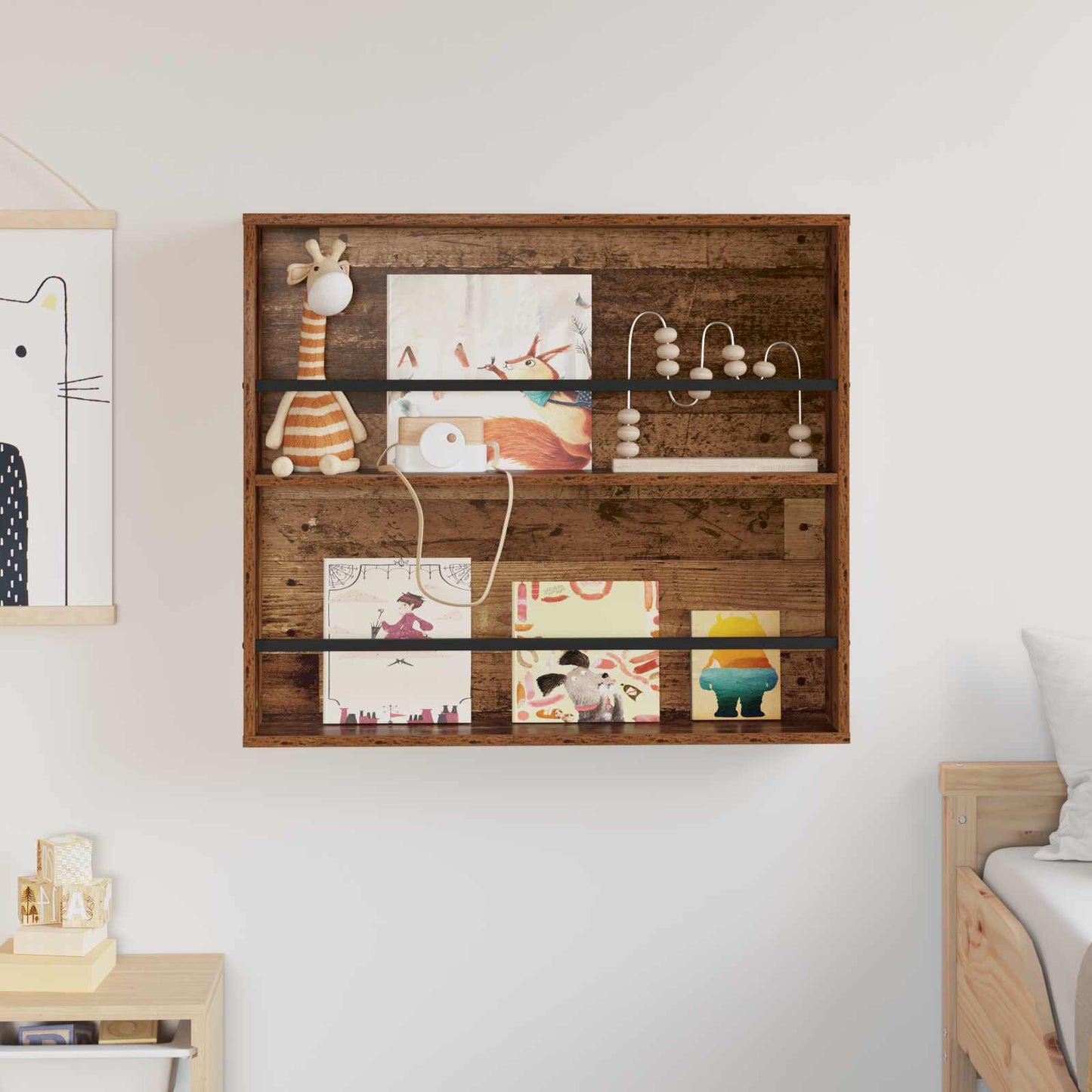 Tijdschrift Rek met plank Oudhout 80 x 12 x 70 cm Bewerkt hout is nu te koop bij PeponiXL, paradijselijk wonen!