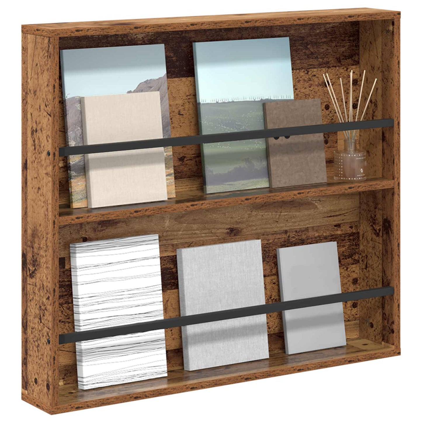 Tijdschrift Rek met plank Oudhout 80 x 12 x 70 cm Bewerkt hout is nu te koop bij PeponiXL, paradijselijk wonen!