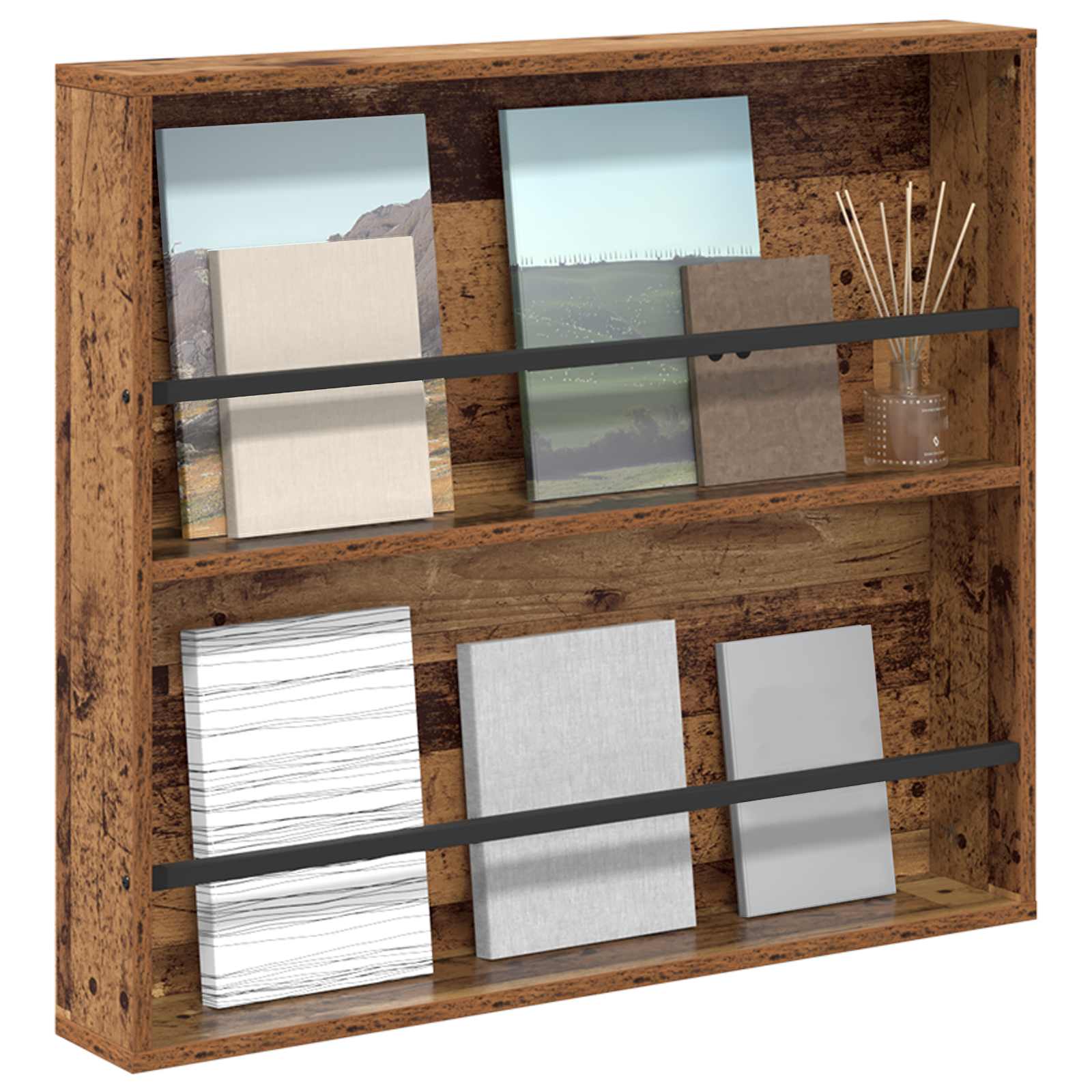 Tijdschrift Rek met plank Oudhout 80 x 12 x 70 cm Bewerkt hout is nu te koop bij PeponiXL, paradijselijk wonen!
