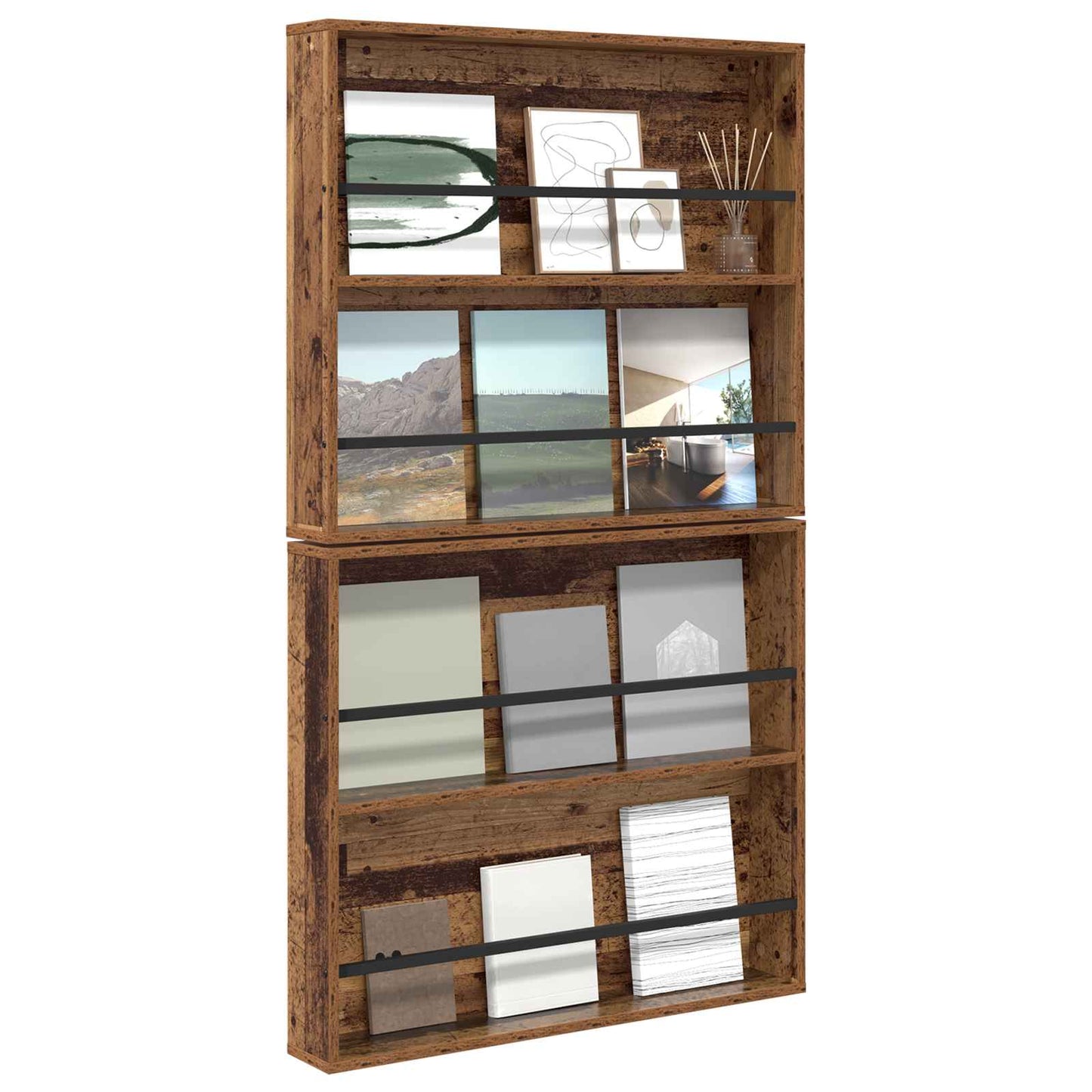Tijdschrift Rek 2 pcs Oudhout 80 x 12 x 70 cm Bewerkt hout is nu te koop bij PeponiXL, paradijselijk wonen!