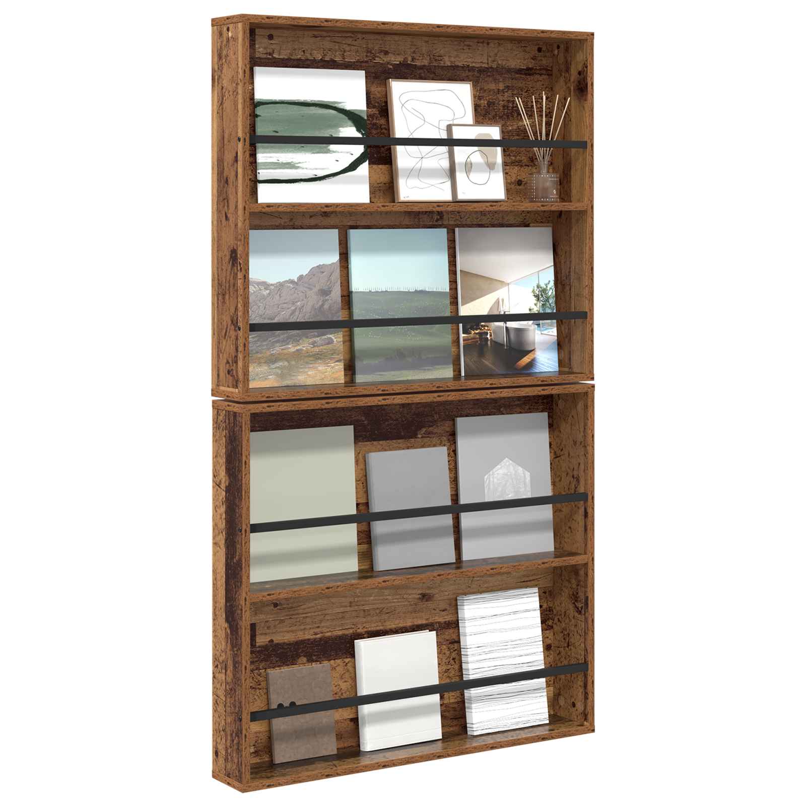 Tijdschrift Rek 2 pcs Oudhout 80 x 12 x 70 cm Bewerkt hout is nu te koop bij PeponiXL, paradijselijk wonen!
