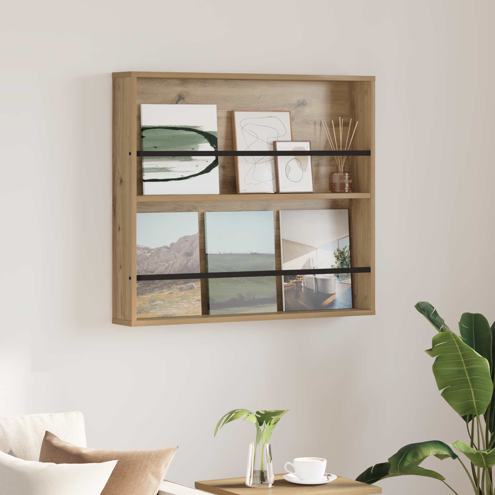 Tijdschrift Rek Artisan Eiken 80 x 12 x 70 cm Bewerkt hout is nu te koop bij PeponiXL, paradijselijk wonen!