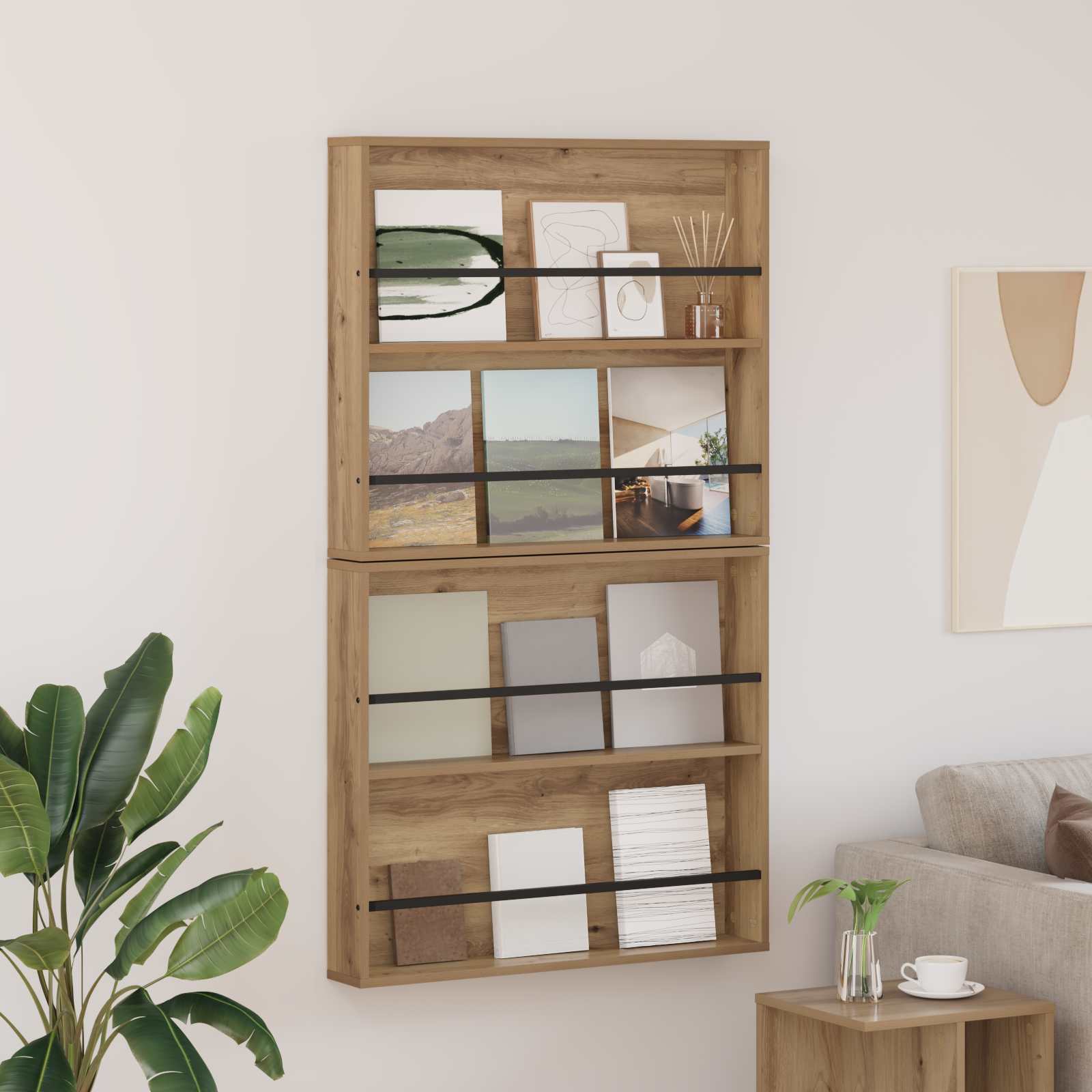 Tijdschrift Rek met plank 2 pcs Artisan Eiken 80 x 12 x 70 cm is nu te koop bij PeponiXL, paradijselijk wonen!