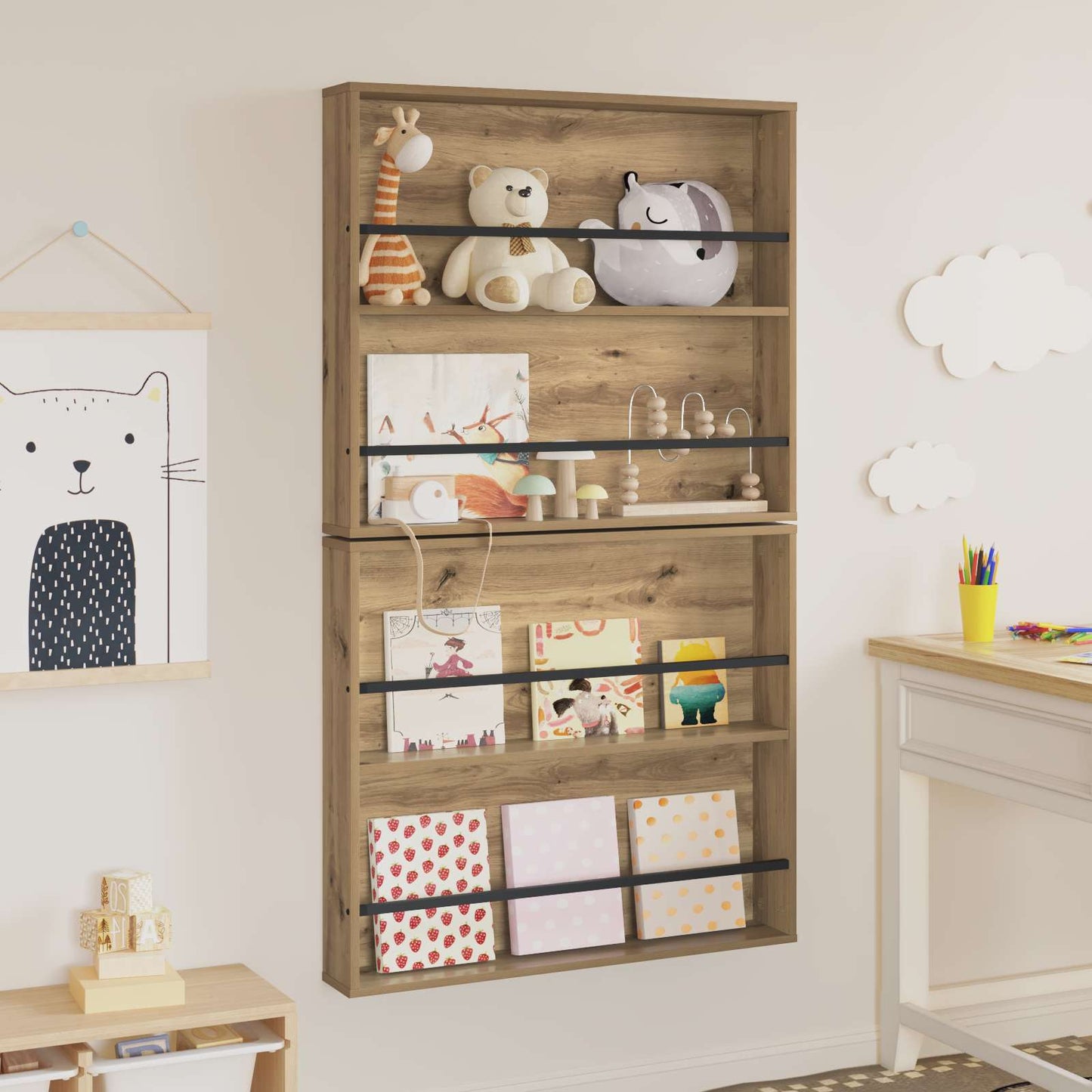 Tijdschrift Rek met plank 2 pcs Artisan Eiken 80 x 12 x 70 cm is nu te koop bij PeponiXL, paradijselijk wonen!
