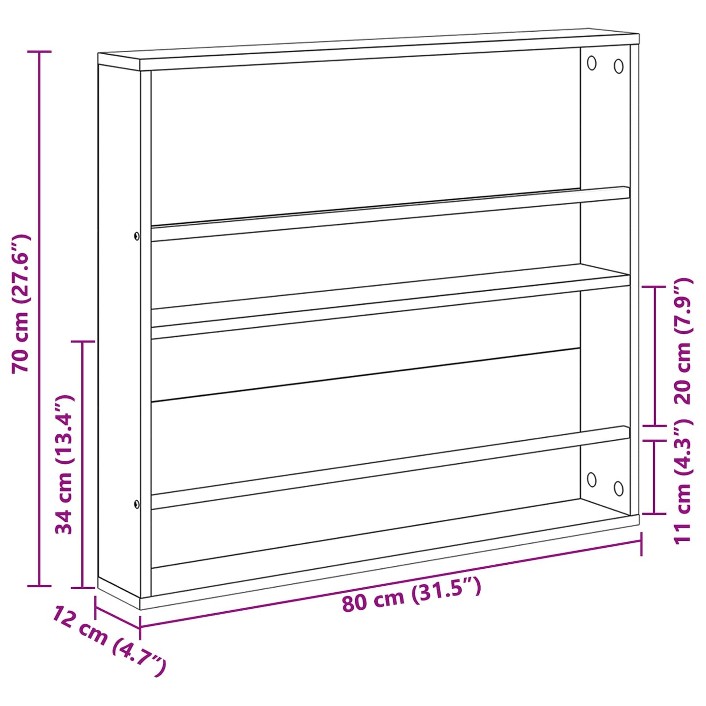 Tijdschrift Rek met plank 2 pcs Artisan Eiken 80 x 12 x 70 cm is nu te koop bij PeponiXL, paradijselijk wonen!