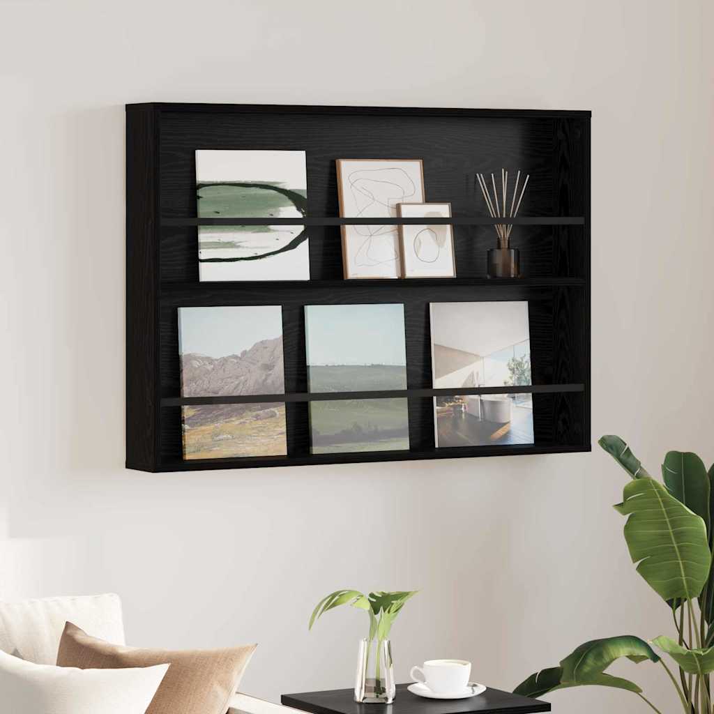Tijdschrift Rek Zwart Eiken 100 x 12 x 70 cm Bewerkt hout is nu te koop bij PeponiXL, paradijselijk wonen!