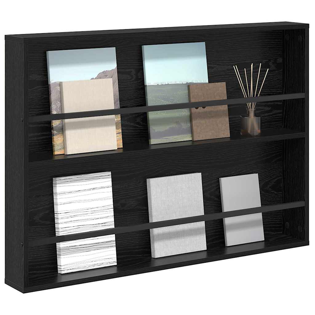 Tijdschrift Rek Zwart Eiken 100 x 12 x 70 cm Bewerkt hout is nu te koop bij PeponiXL, paradijselijk wonen!