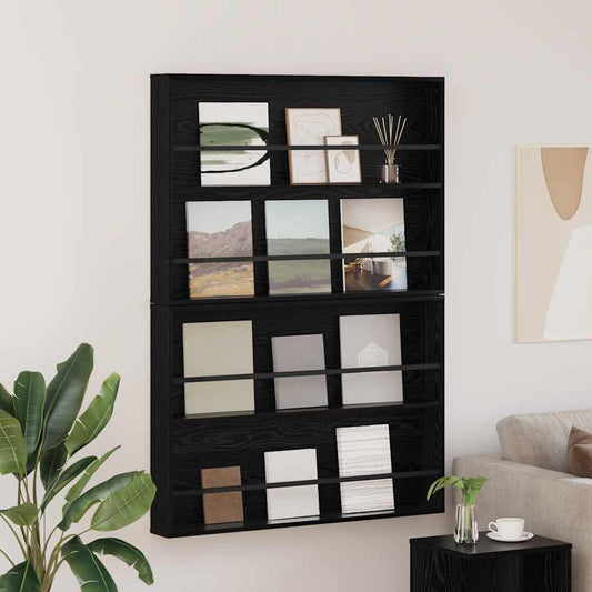 Tijdschrift Rek 2 pcs Zwart Eiken 100 x 12 x 70 cm Bewerkt hout is nu te koop bij PeponiXL, paradijselijk wonen!
