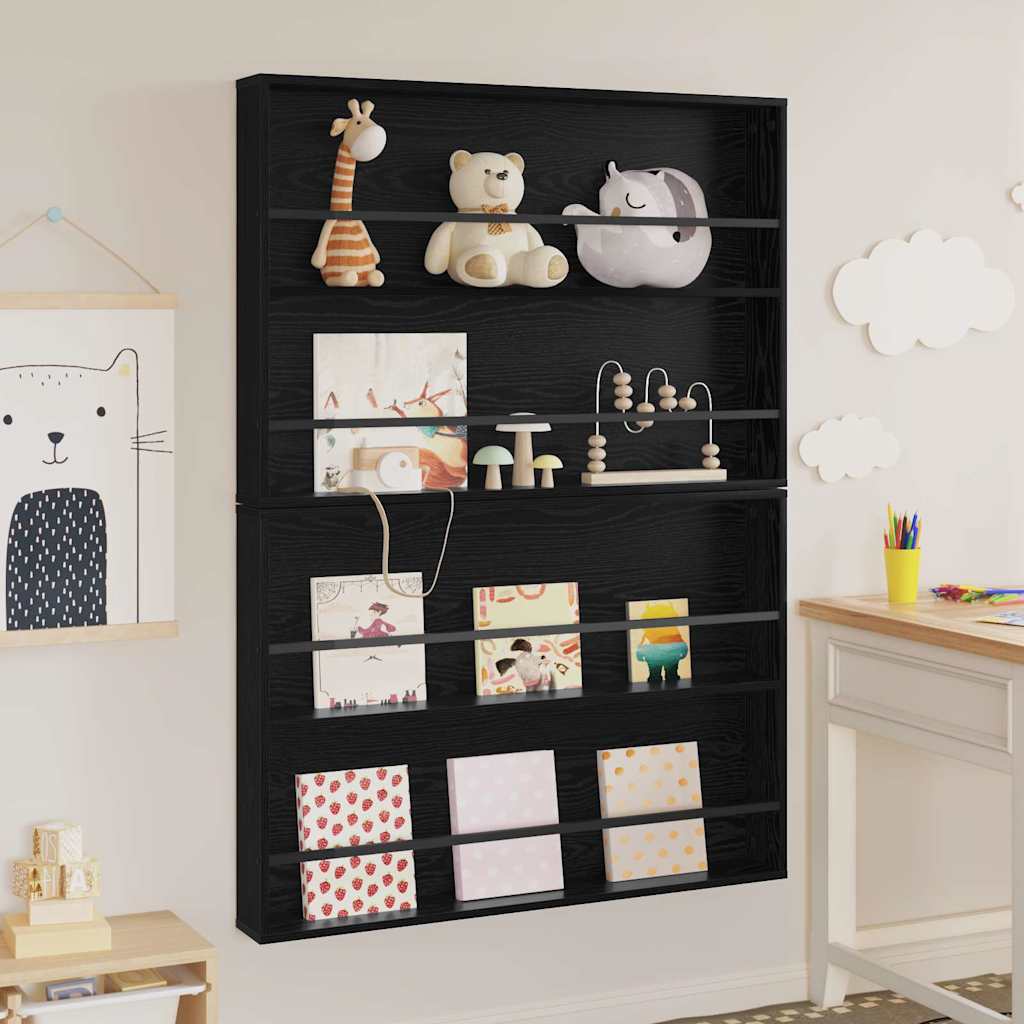 Tijdschrift Rek 2 pcs Zwart Eiken 100 x 12 x 70 cm Bewerkt hout is nu te koop bij PeponiXL, paradijselijk wonen!