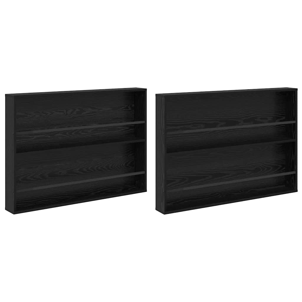 Tijdschrift Rek 2 pcs Zwart Eiken 100 x 12 x 70 cm Bewerkt hout is nu te koop bij PeponiXL, paradijselijk wonen!