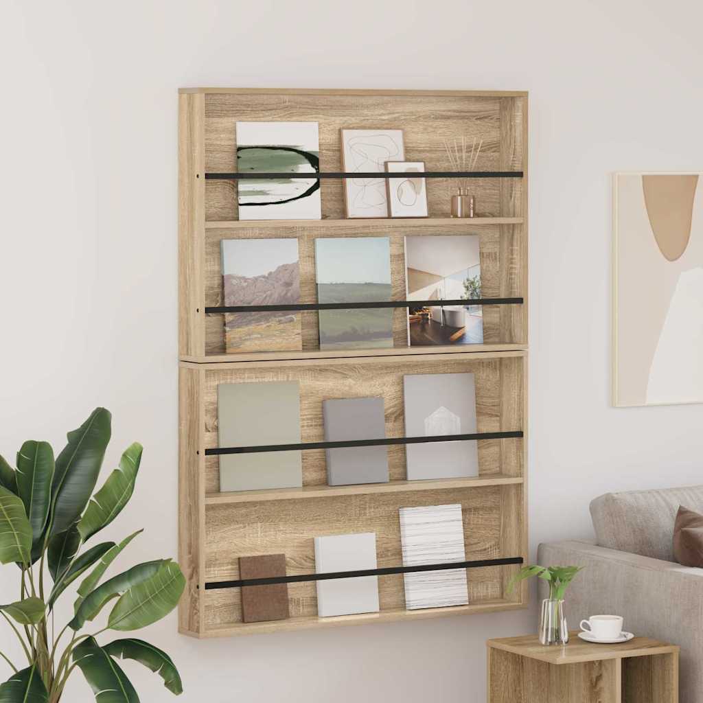 Tijdschrift Rek met plank 2 pcs Sonoma Eiken 100 x 12 x 70 cm is nu te koop bij PeponiXL, paradijselijk wonen!