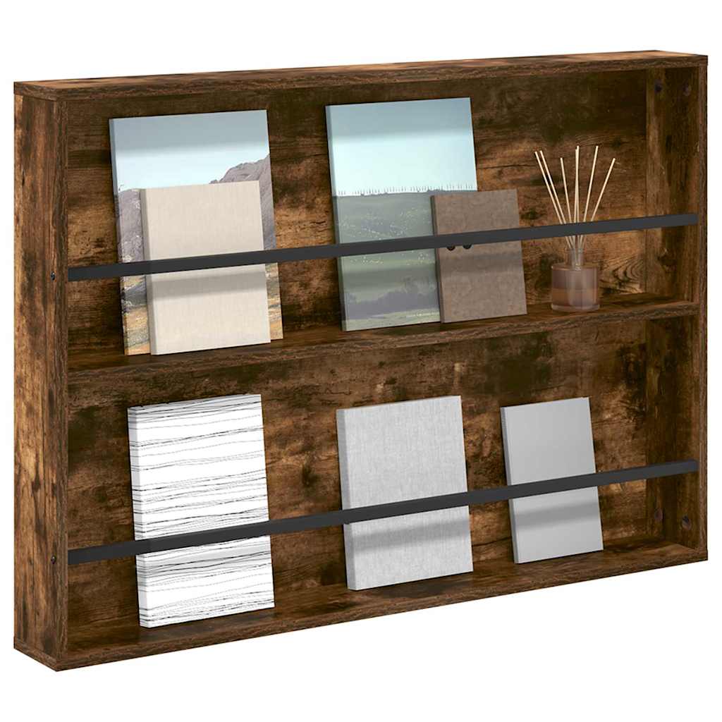 Tijdschrift Rek Gerookt eiken 100 x 12 x 70 cm Bewerkt hout is nu te koop bij PeponiXL, paradijselijk wonen!