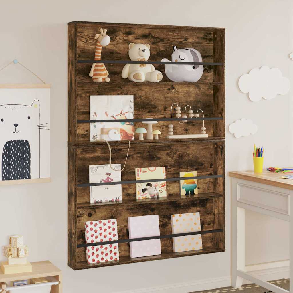 Tijdschrift Rek met plank 2 pcs Gerookt eiken 100 x 12 x 70 cm is nu te koop bij PeponiXL, paradijselijk wonen!