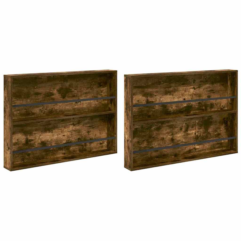 Tijdschrift Rek met plank 2 pcs Gerookt eiken 100 x 12 x 70 cm is nu te koop bij PeponiXL, paradijselijk wonen!