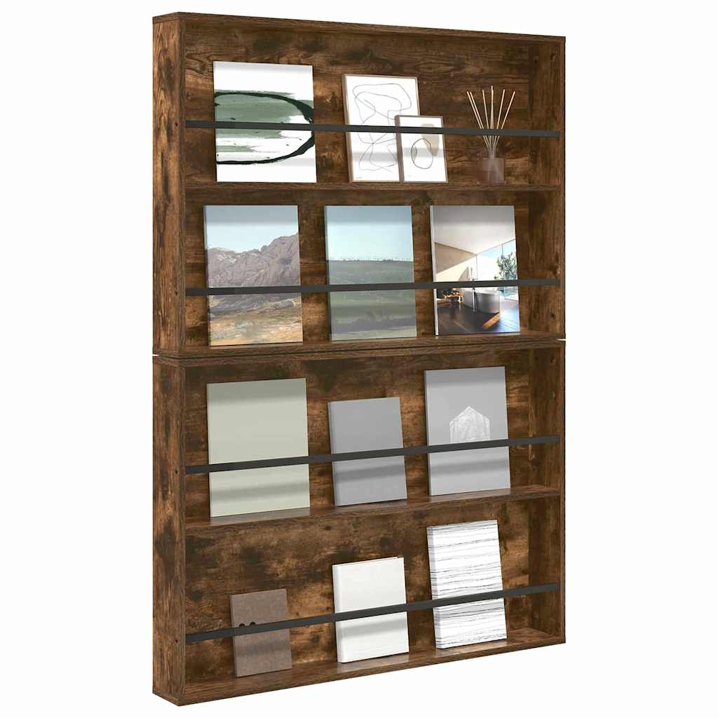 Tijdschrift Rek met plank 2 pcs Gerookt eiken 100 x 12 x 70 cm is nu te koop bij PeponiXL, paradijselijk wonen!
