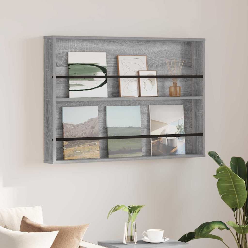 Tijdschrift Rek Grijs Sonoma 100 x 12 x 70 cm Bewerkt hout is nu te koop bij PeponiXL, paradijselijk wonen!
