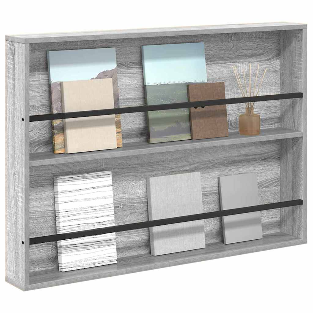 Tijdschrift Rek Grijs Sonoma 100 x 12 x 70 cm Bewerkt hout is nu te koop bij PeponiXL, paradijselijk wonen!