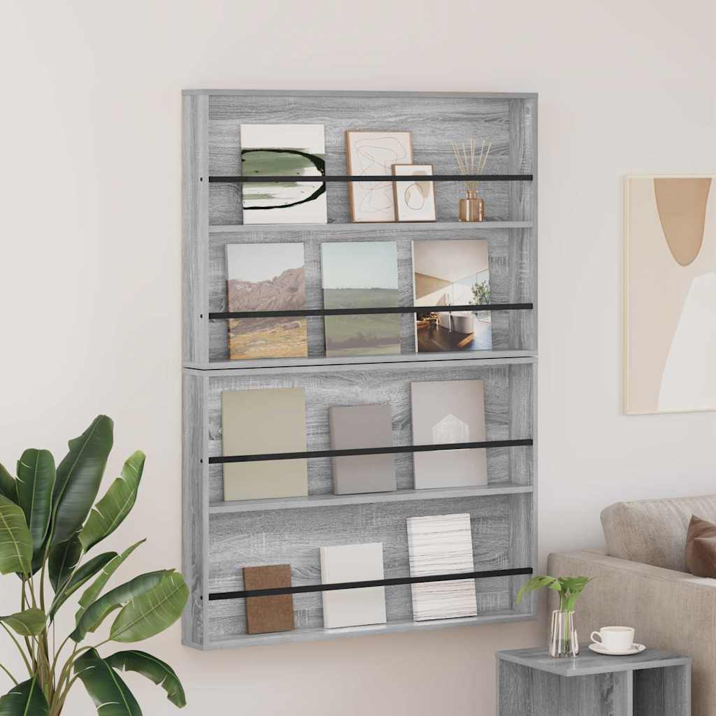 Tijdschrift Rek met plank 2 pcs Grijs Sonoma 100 x 12 x 70 cm is nu te koop bij PeponiXL, paradijselijk wonen!