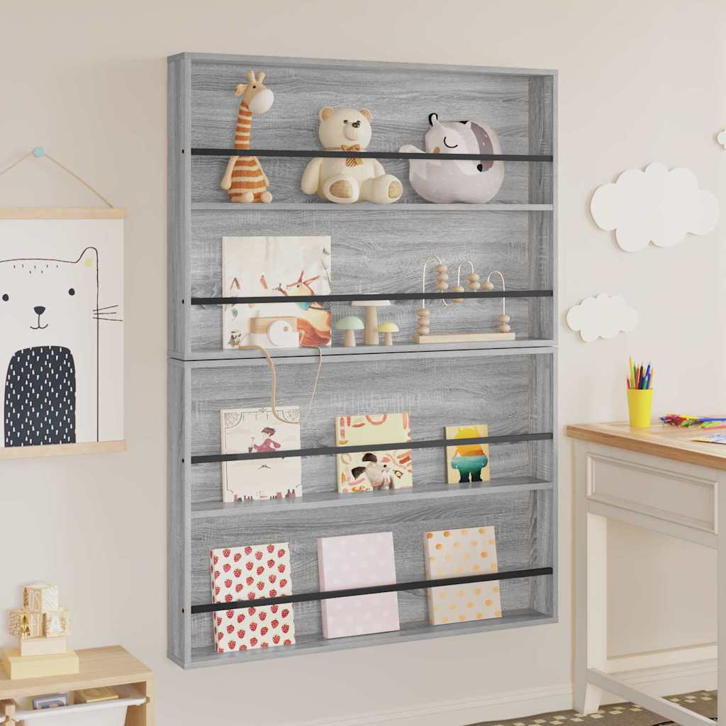 Tijdschrift Rek met plank 2 pcs Grijs Sonoma 100 x 12 x 70 cm is nu te koop bij PeponiXL, paradijselijk wonen!
