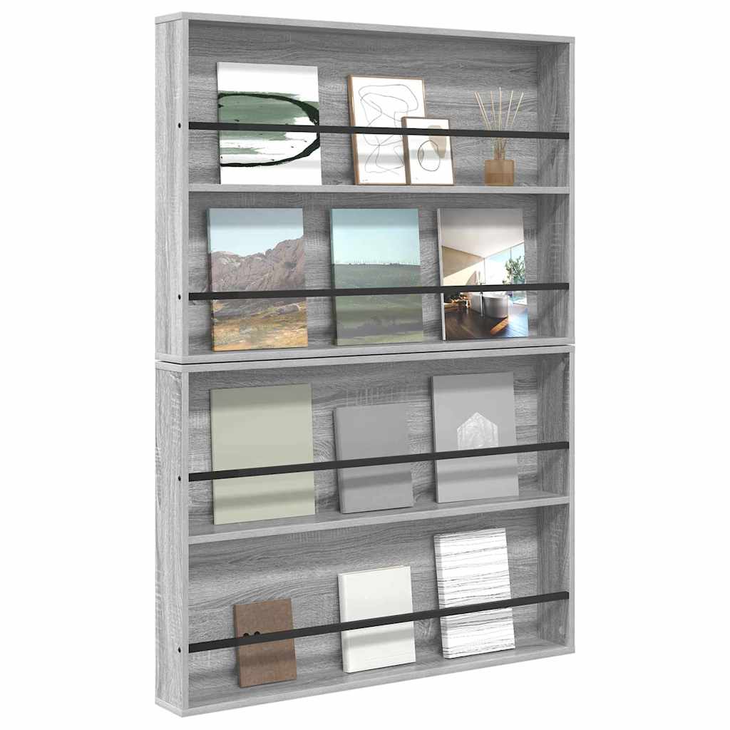 Tijdschrift Rek met plank 2 pcs Grijs Sonoma 100 x 12 x 70 cm is nu te koop bij PeponiXL, paradijselijk wonen!