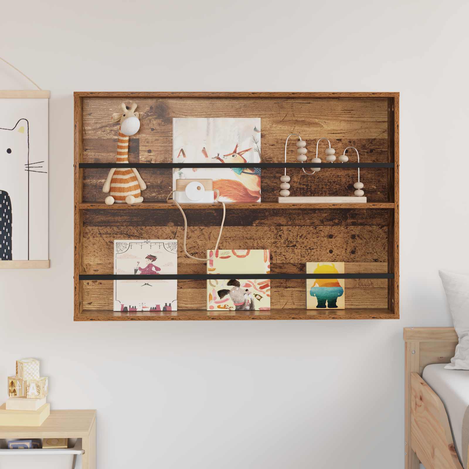 Tijdschrift Rek met plank Oudhout 100 x 12 x 70 cm Bewerkt hout is nu te koop bij PeponiXL, paradijselijk wonen!