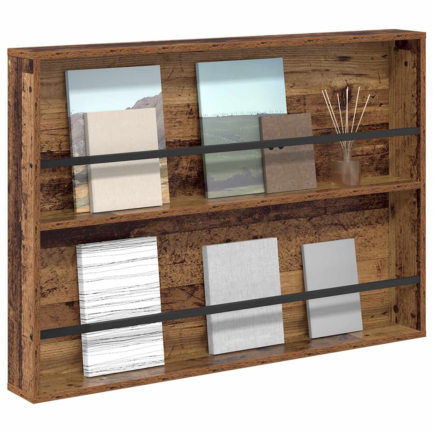 Tijdschrift Rek met plank Oudhout 100 x 12 x 70 cm Bewerkt hout is nu te koop bij PeponiXL, paradijselijk wonen!