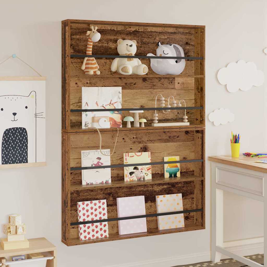 Tijdschrift Rek 2 pcs Oudhout 100 x 12 x 70 cm Bewerkt hout is nu te koop bij PeponiXL, paradijselijk wonen!