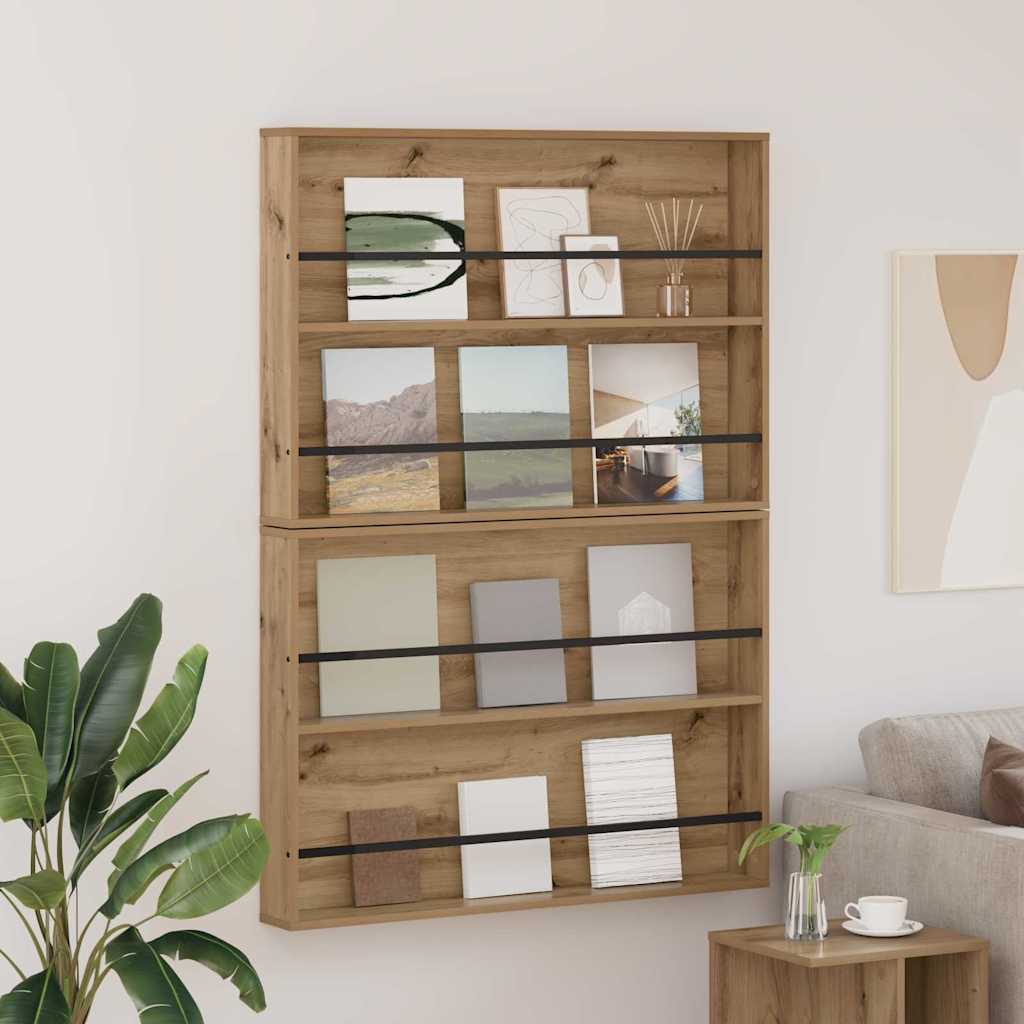 Tijdschrift Rek met plank 2 pcs Artisan Eiken 100 x 12 x 70 cm is nu te koop bij PeponiXL, paradijselijk wonen!