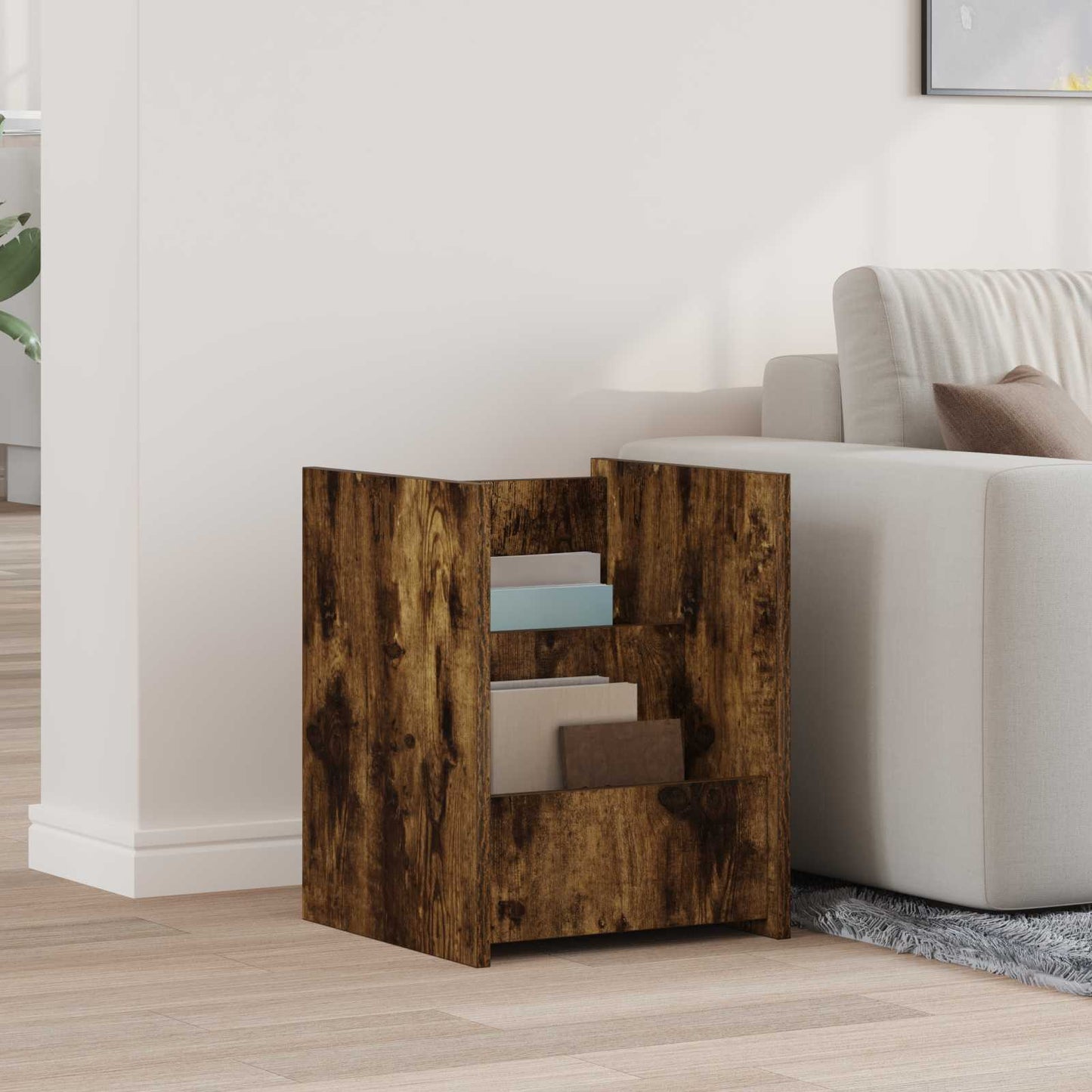 Tijdschrift Rek Gerookt eiken 35 x 35 x 45 cm Bewerkt hout is nu te koop bij PeponiXL, paradijselijk wonen!