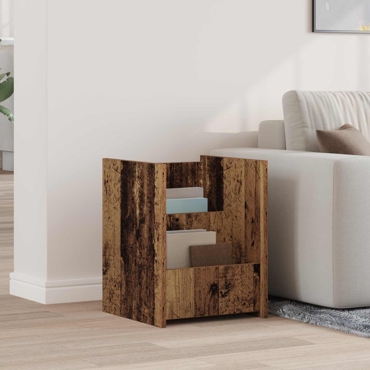 Tijdschrift Rek met plank Oudhout 35 x 35 x 45 cm Bewerkt hout is nu te koop bij PeponiXL, paradijselijk wonen!