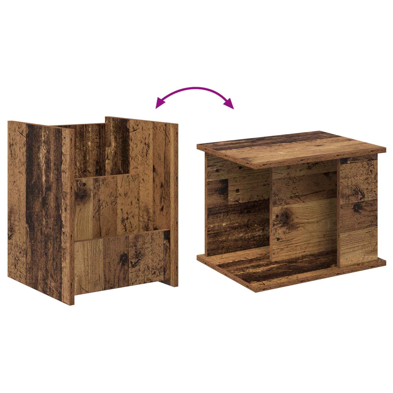 Tijdschrift Rek met plank Oudhout 35 x 35 x 45 cm Bewerkt hout is nu te koop bij PeponiXL, paradijselijk wonen!