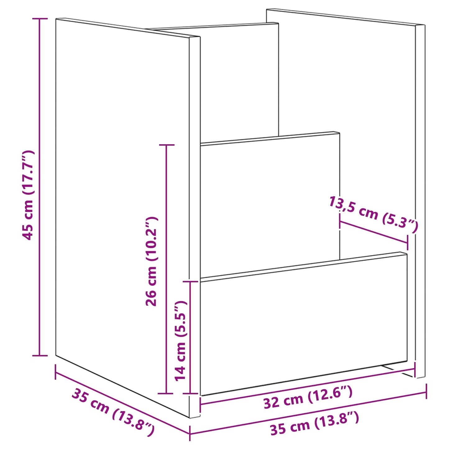 Tijdschrift Rek Artisan Eiken 35 x 35 x 45 cm Bewerkt hout is nu te koop bij PeponiXL, paradijselijk wonen!