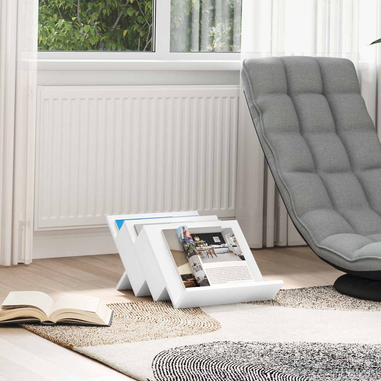 Tijdschrift Rek met plank Wit 53 x 40 x 28,5 cm Bewerkt hout is nu te koop bij PeponiXL, paradijselijk wonen!