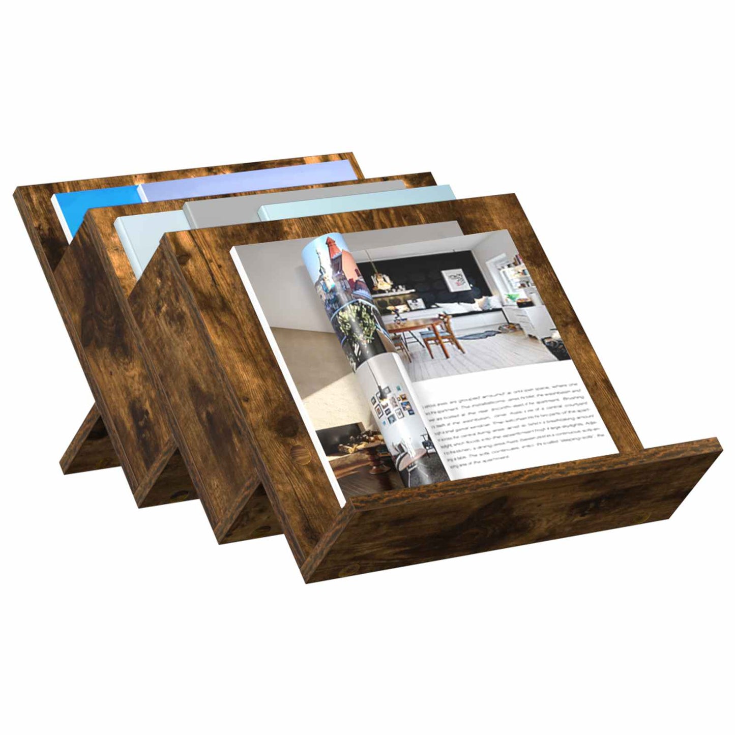 Tijdschrift Rek Gerookt eiken 53 x 40 x 28,5 cm Bewerkt hout is nu te koop bij PeponiXL, paradijselijk wonen!