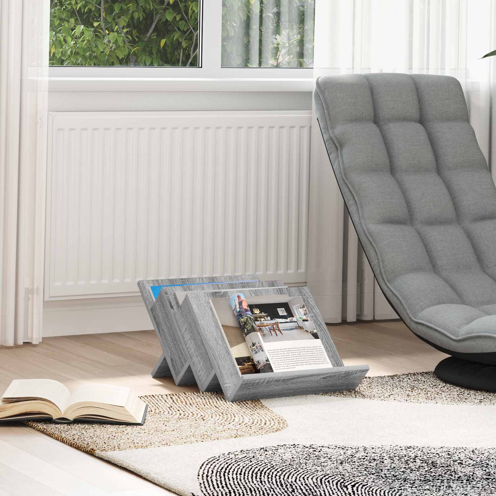 Tijdschrift Rek Grijs Sonoma 53 x 40 x 28,5 cm Bewerkt hout is nu te koop bij PeponiXL, paradijselijk wonen!