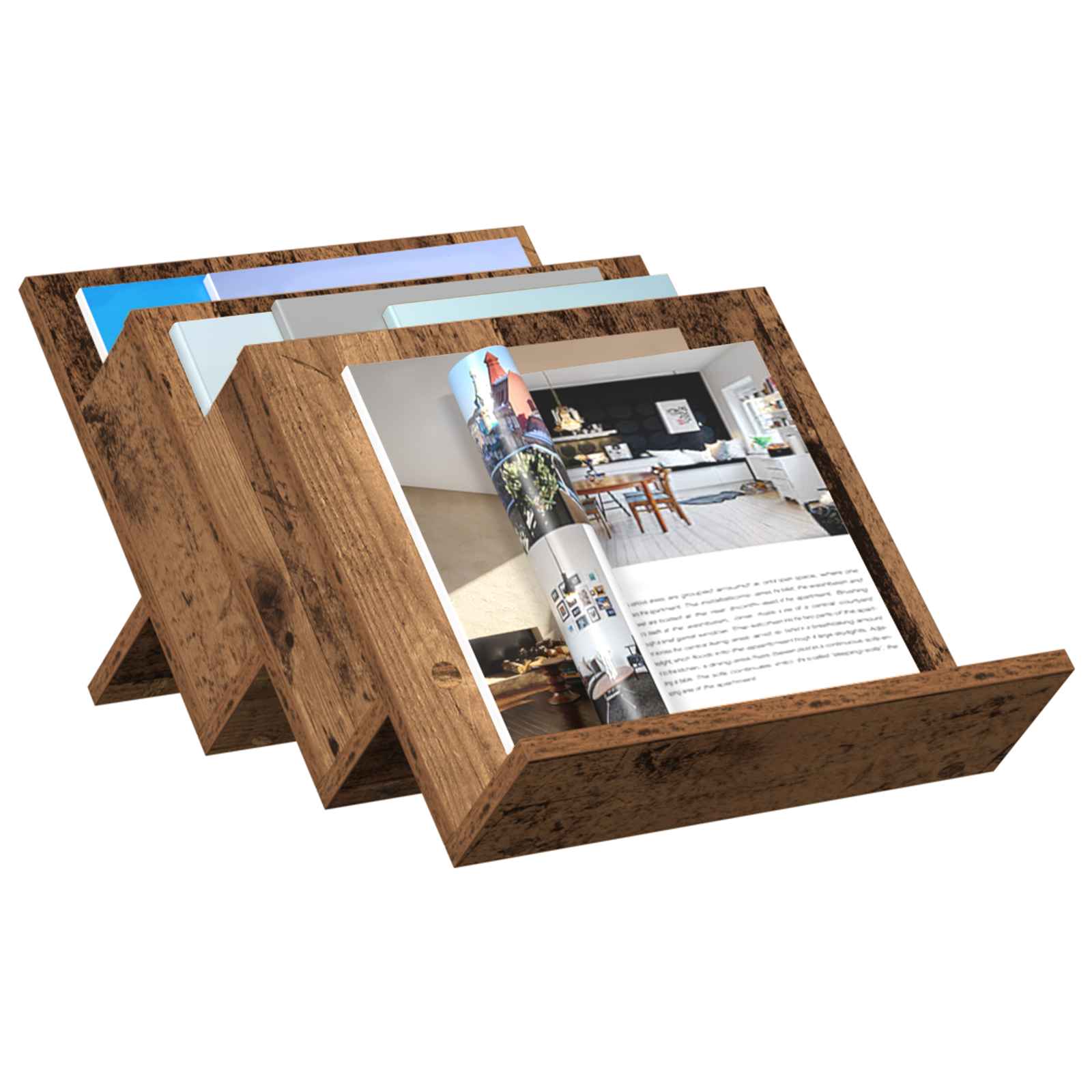 Tijdschrift Rek Oudhout 53 x 40 x 28,5 cm Bewerkt hout is nu te koop bij PeponiXL, paradijselijk wonen!