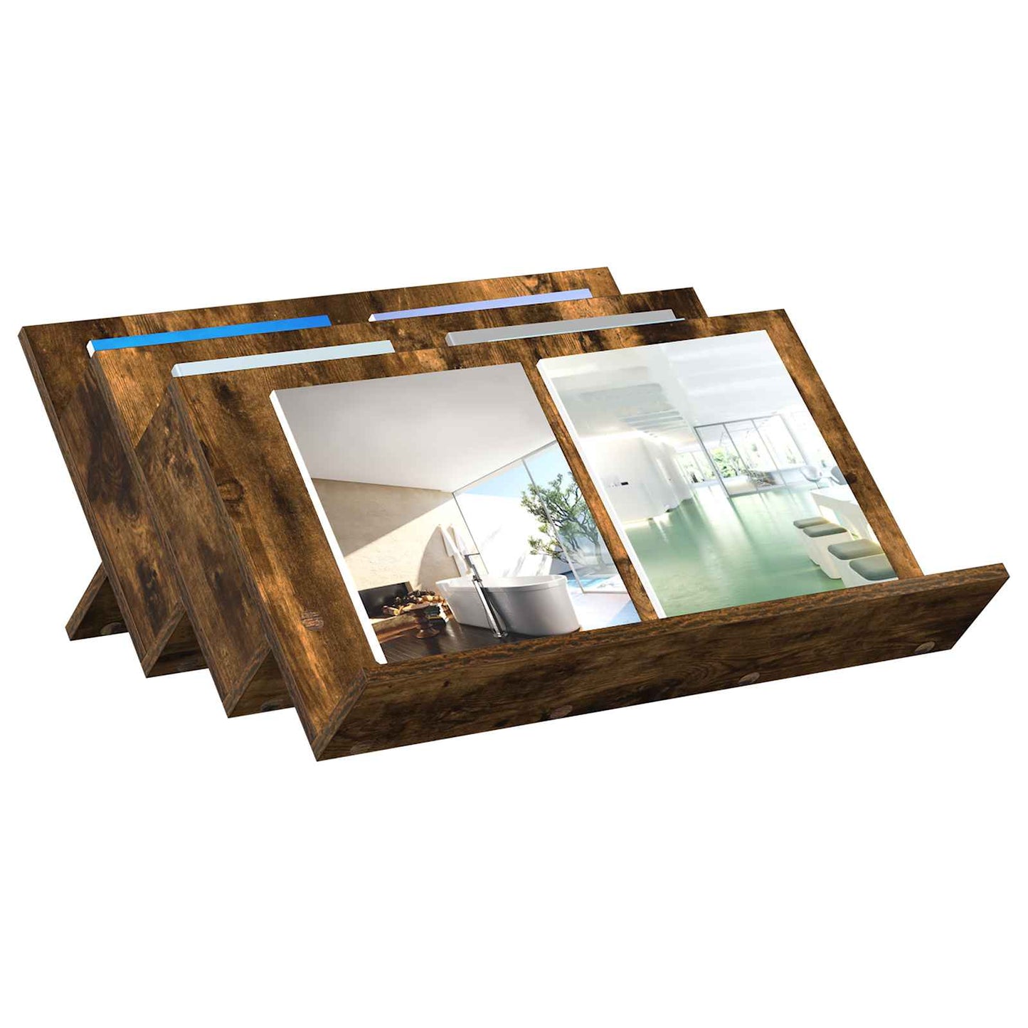 Tijdschrift Rek Gerookt eiken 65 x 53 x 28,5 cm Bewerkt hout is nu te koop bij PeponiXL, paradijselijk wonen!