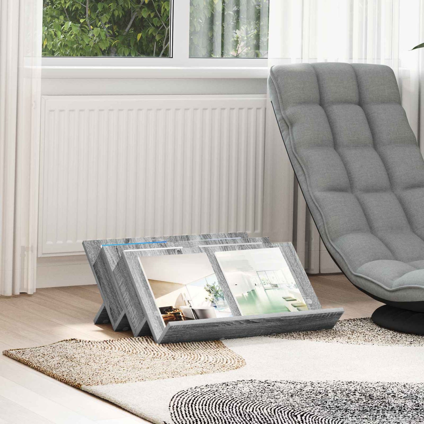 Tijdschrift Rek Grijs Sonoma 65 x 53 x 28,5 cm Bewerkt hout is nu te koop bij PeponiXL, paradijselijk wonen!