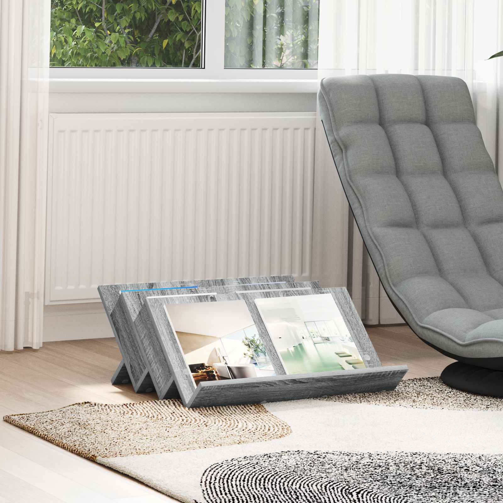 Tijdschrift Rek Grijs Sonoma 65 x 53 x 28,5 cm Bewerkt hout is nu te koop bij PeponiXL, paradijselijk wonen!