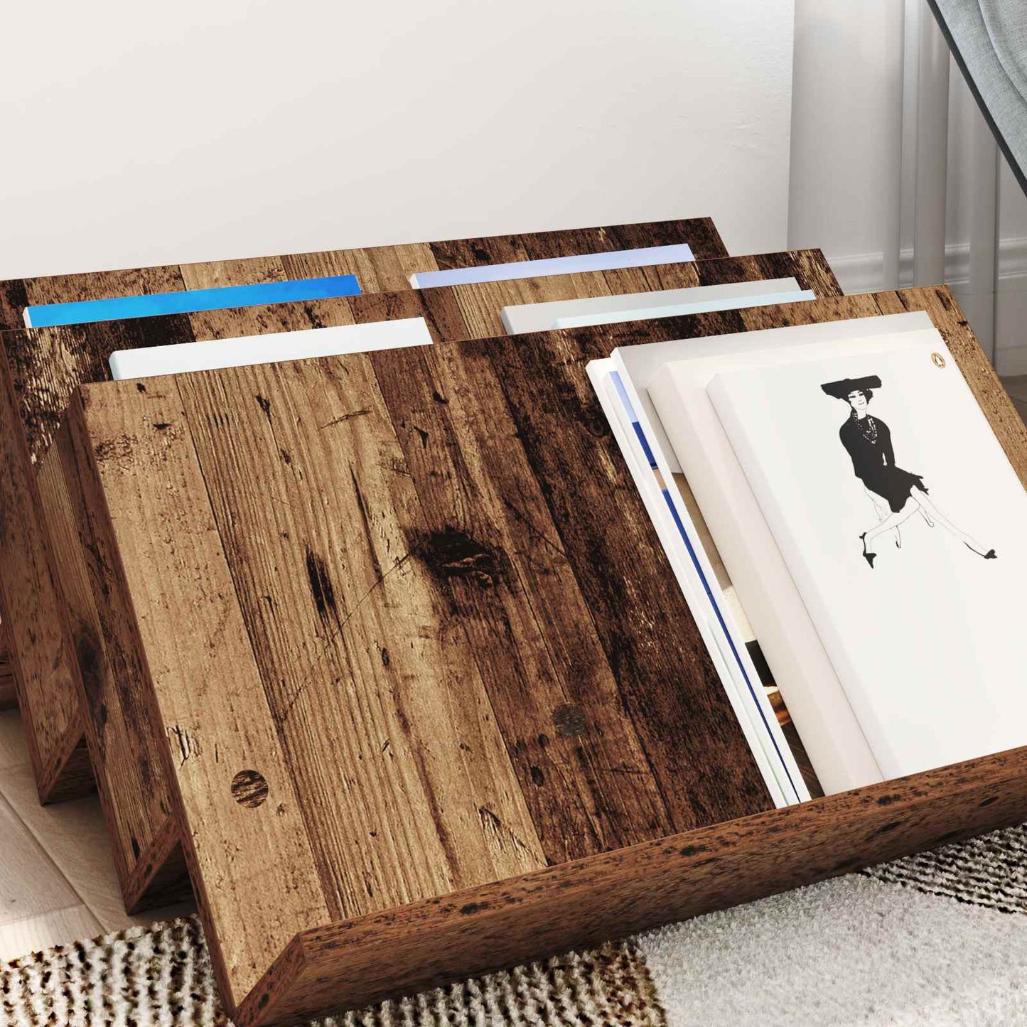 Tijdschrift Rek Oudhout 65 x 53 x 28,5 cm Bewerkt hout is nu te koop bij PeponiXL, paradijselijk wonen!