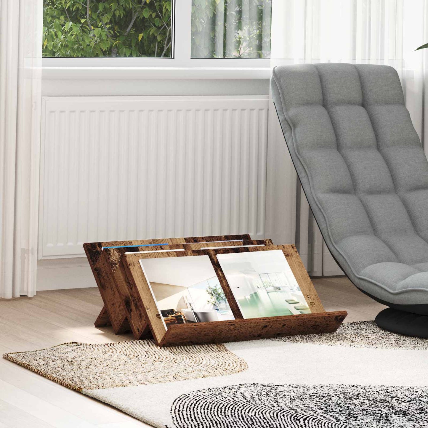Tijdschrift Rek Oudhout 65 x 53 x 28,5 cm Bewerkt hout is nu te koop bij PeponiXL, paradijselijk wonen!