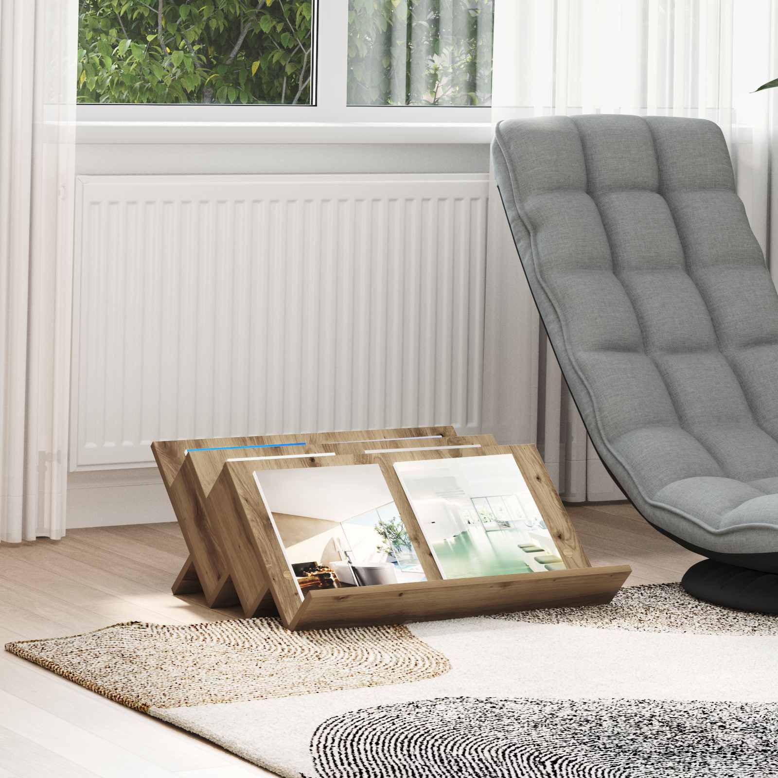 Tijdschrift Rek Artisan Eiken 65 x 53 x 28,5 cm Bewerkt hout is nu te koop bij PeponiXL, paradijselijk wonen!