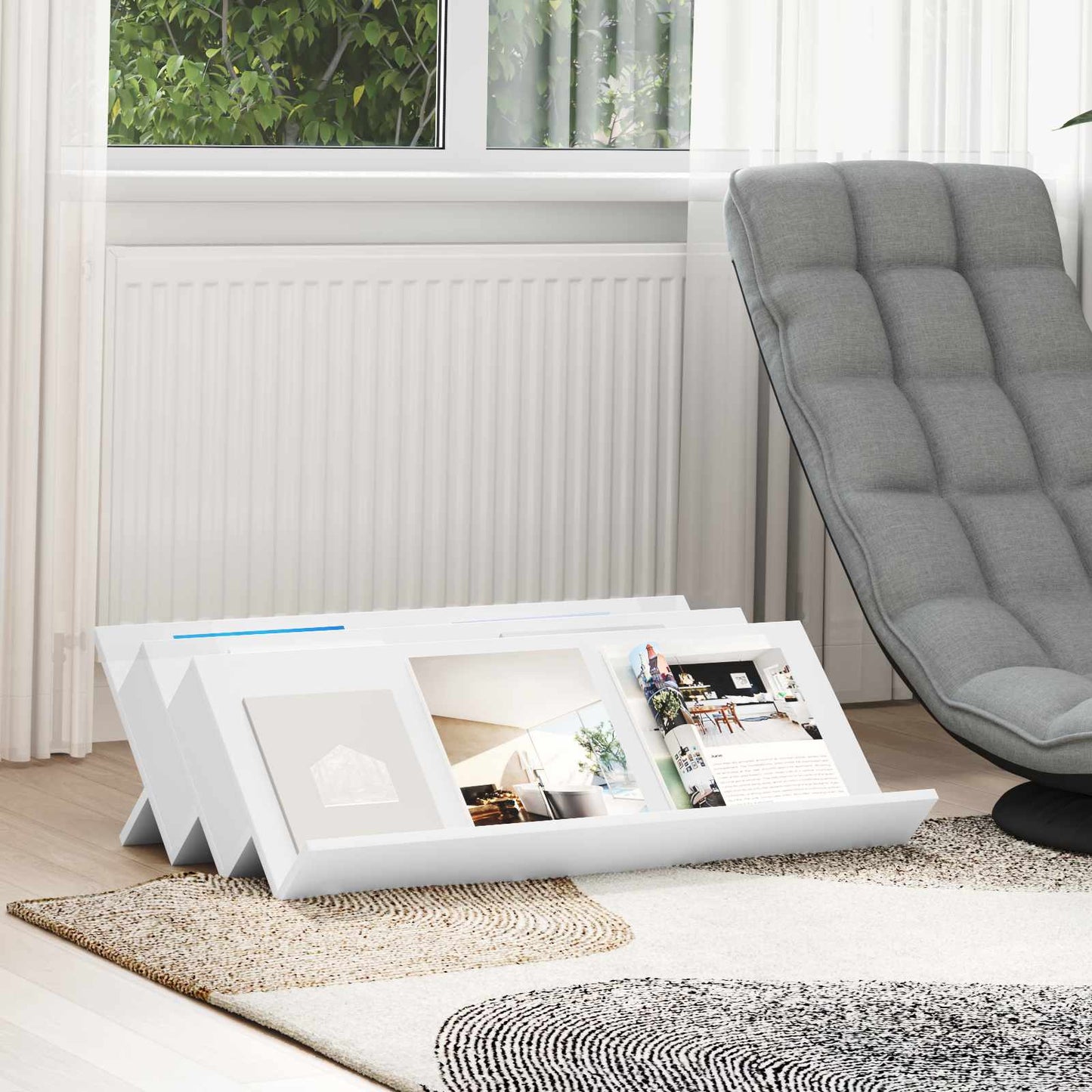 Tijdschrift Rek met plank Wit 90 x 53 x 28,5 cm Bewerkt hout is nu te koop bij PeponiXL, paradijselijk wonen!