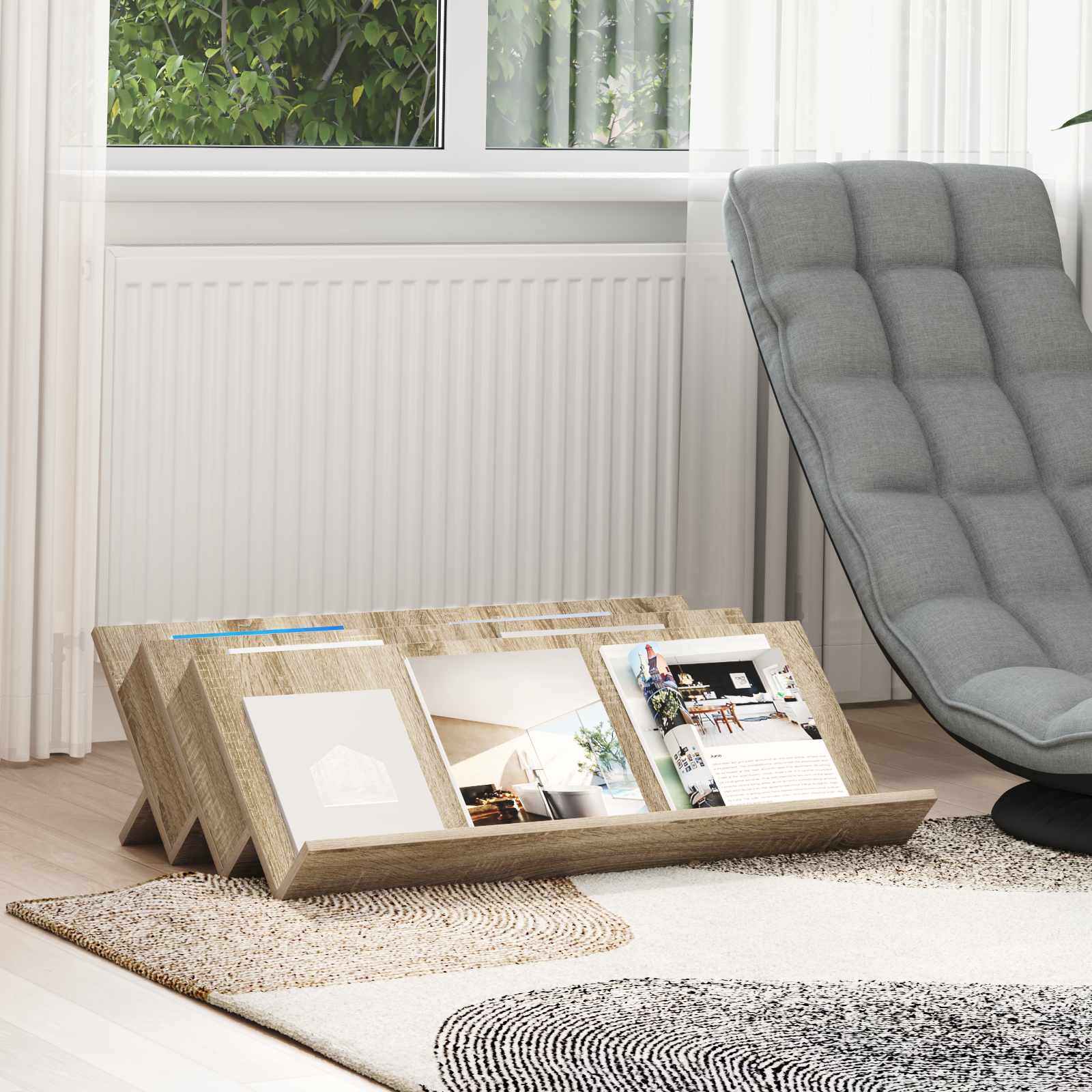 Tijdschrift Rek Sonoma Eiken 90 x 53 x 28,5 cm Bewerkt hout is nu te koop bij PeponiXL, paradijselijk wonen!