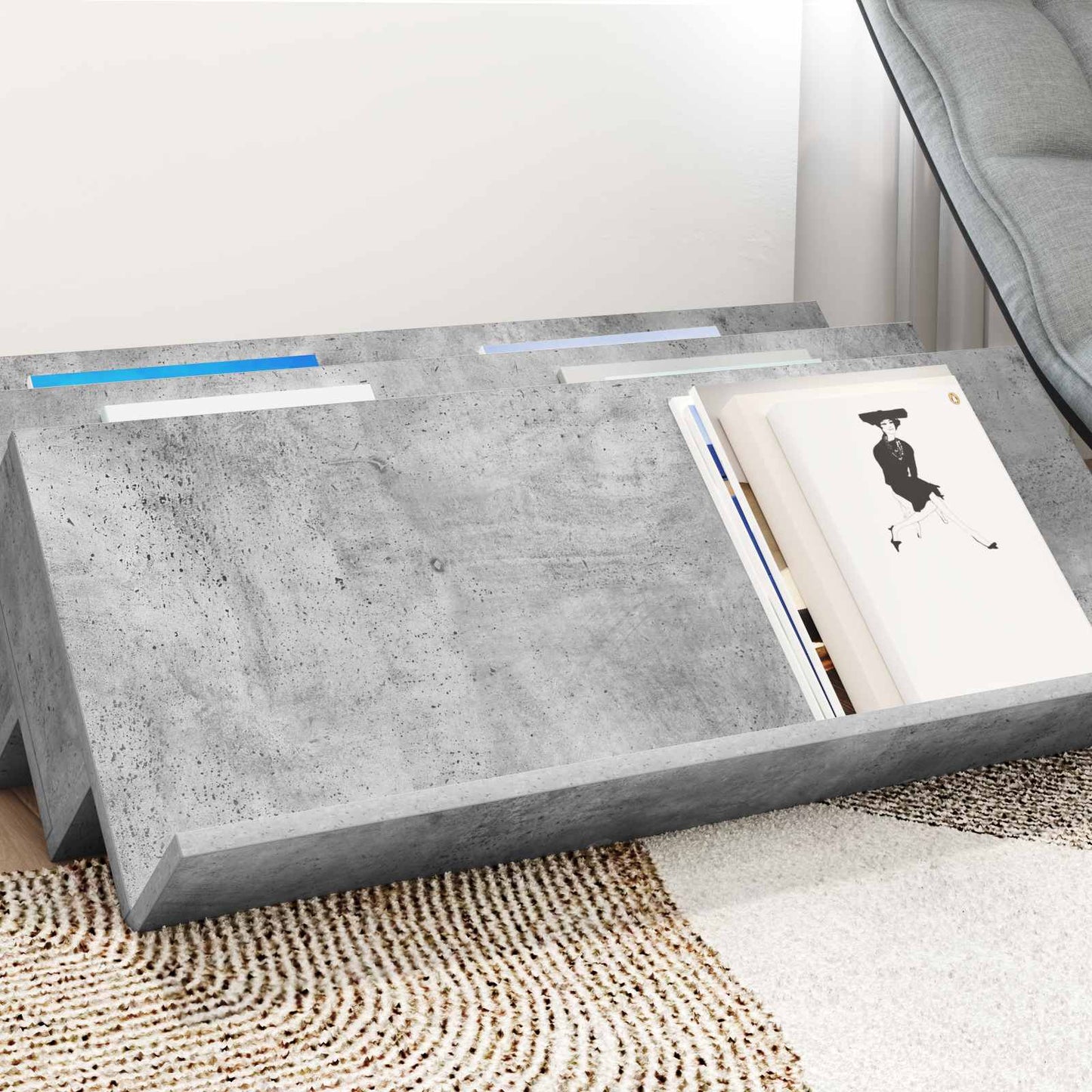 Tijdschrift Rek Concerte Grijs 90 x 53 x 28,5 cm Bewerkt hout is nu te koop bij PeponiXL, paradijselijk wonen!