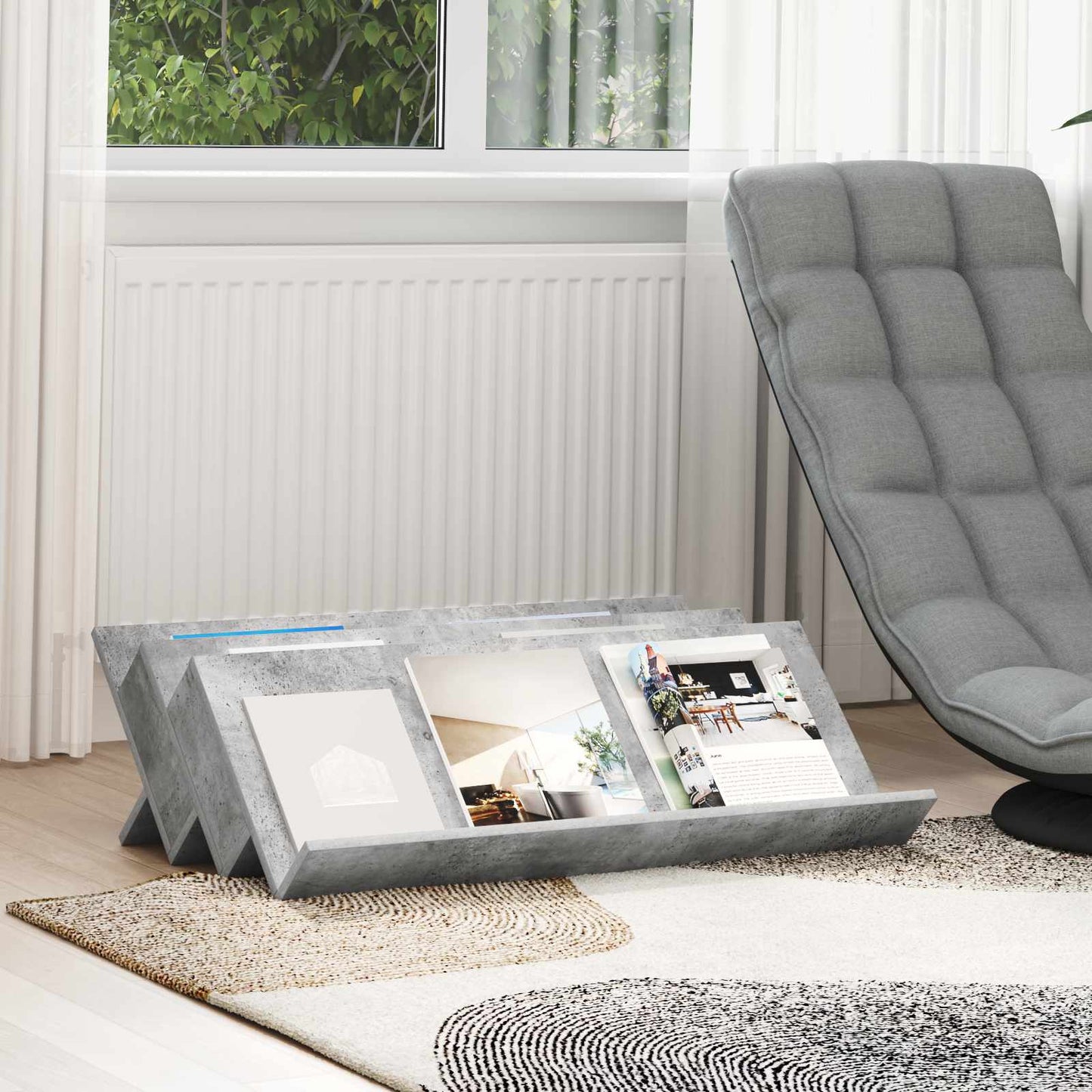 Tijdschrift Rek Concerte Grijs 90 x 53 x 28,5 cm Bewerkt hout is nu te koop bij PeponiXL, paradijselijk wonen!